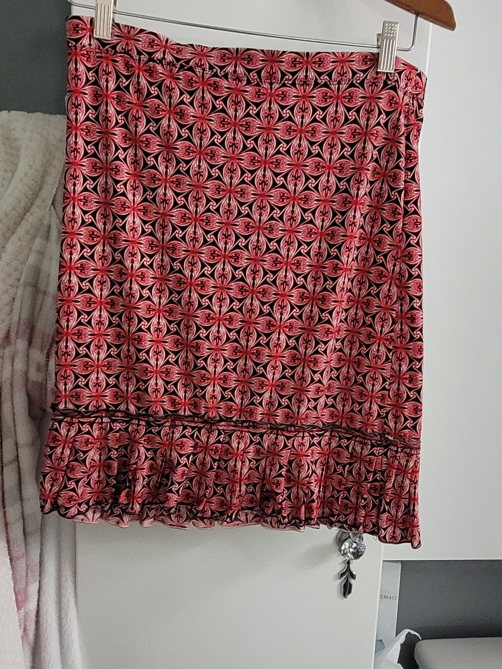 Women’s Pink Max Studio Patterned Ruffle Hem Skirt